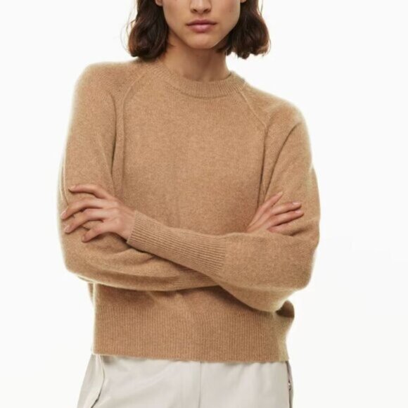 Aritzia The Group Babaton Luxe Cashmere Crew Sweater Camel Tan Size XS - Picture 4 of 8